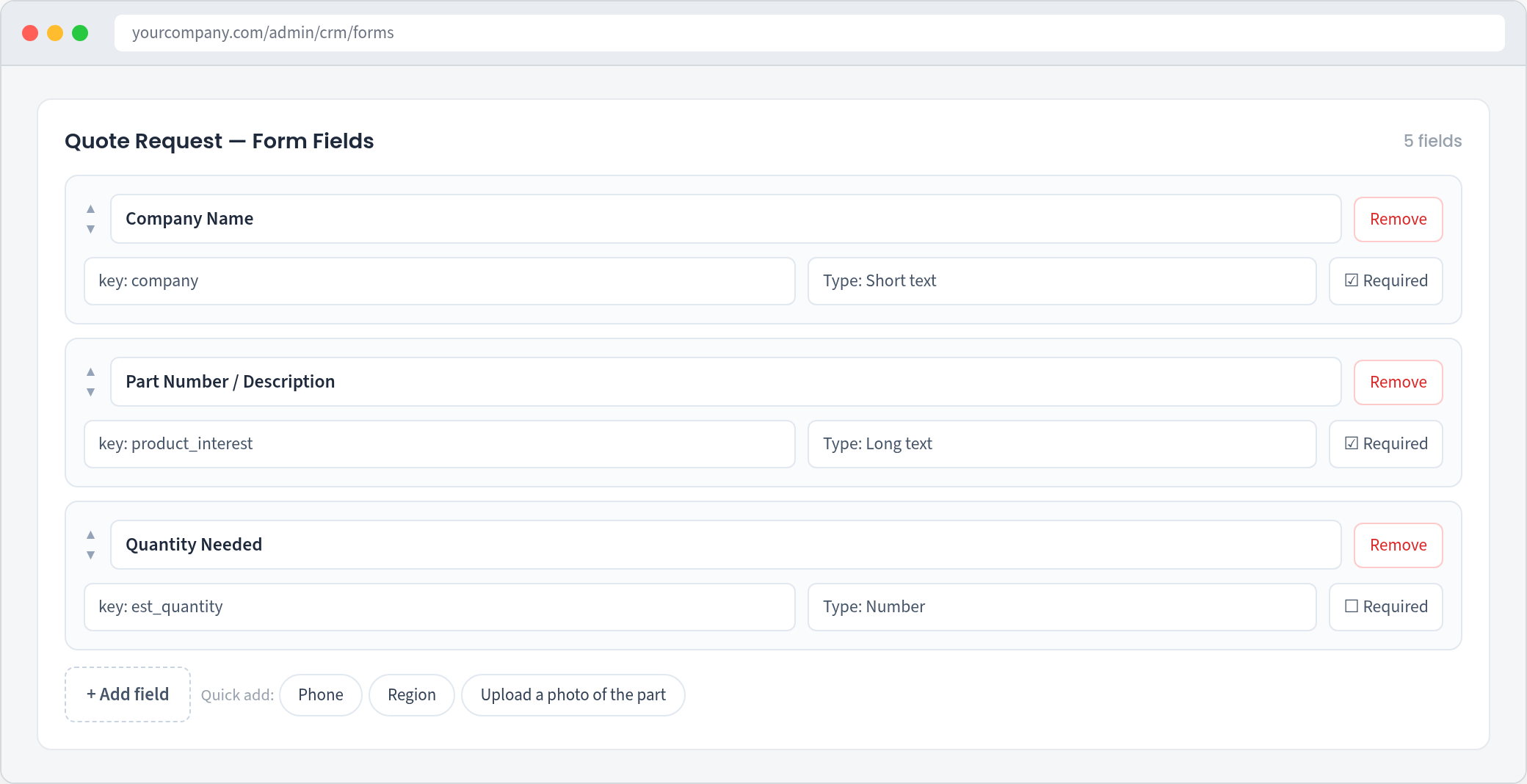 Point-and-click lead form builder